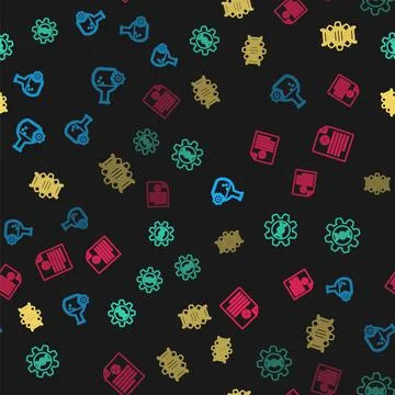 Set line Bioengineering, Genetic, and Clinical record on seamless pattern 스톡 일러스트