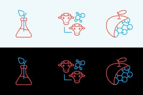 Set line Biological structure, Plant breeding and Cloning icon. Vector Stockillustratie
