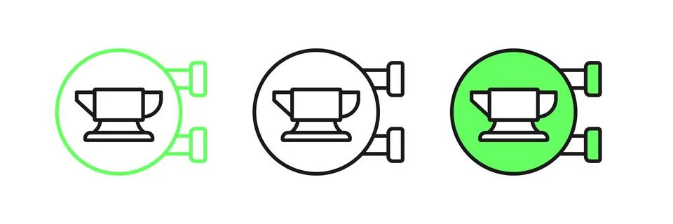 Set line Blacksmith anvil tool icon isolated on white background. Metal for.. Stockillustratie
