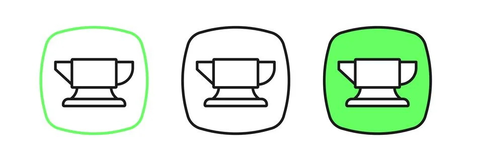 Set line Blacksmith anvil tool icon isolated on white background. Metal for.. イラスト素材