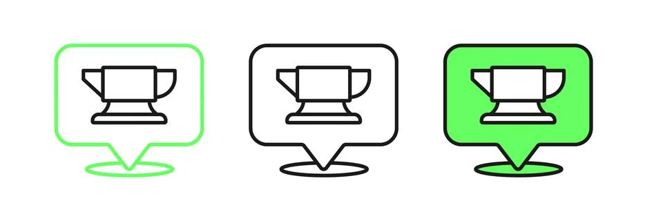 Set line Blacksmith anvil tool icon isolated on white background. Metal for.. Stock Illustration