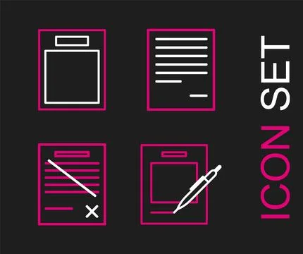 Set line Blank notebook and pen, Delete file document, Document and Empty f.. Stock Illustration
