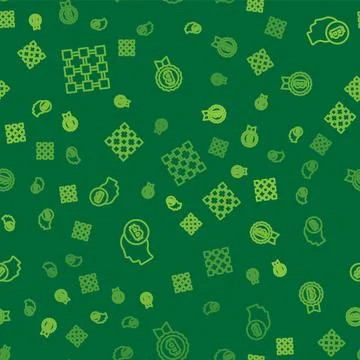 Set line Blockchain technology, Bitcoin think and  on seamless pattern. Vecto 스톡 일러스트