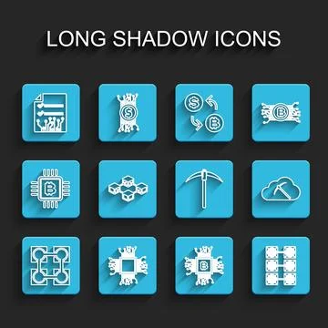 Set line Blockchain technology, Processor, Smart contract, CPU mining farm,.. Stockillustratie