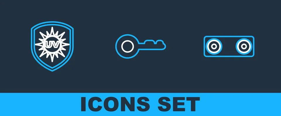 Set line Bluetooth connected, UV protection and Diamond icon. Vector Stock Illustration