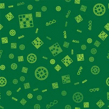 Set line Board game of checkers, Casino chip and Hearts for on seamless pattern Stock Illustration