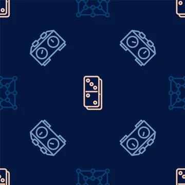 Set line Board game, Time chess clock and Domino on seamless pattern. Vector Stock Illustration