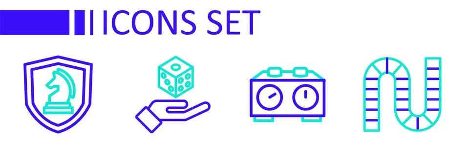 Set line Board game, Time chess clock, Game dice and Chess icon. Vector Stock Illustration