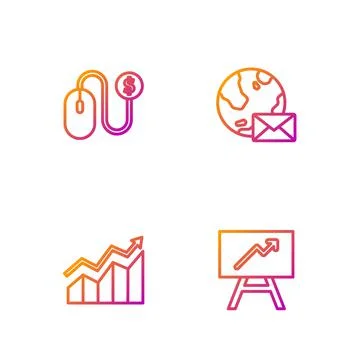 Set line Board with graph chart, Financial growth increase, Advertising and Stock Illustration