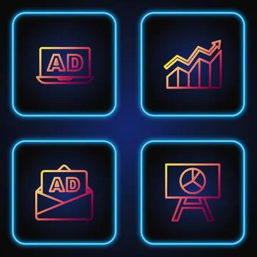 Set line Board with graph chart, Advertising, and Financial growth increase 스톡 일러스트