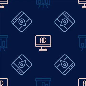 Set line Board with graph chart, Infographic of city map and Advertising on Stock Illustration