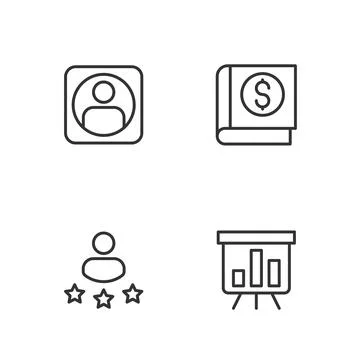 Set line Board with graph chart, Consumer product rating, Create account screen Stockillustratie