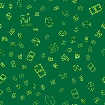 Set line Board with graph chart, Advertising and Computer mouse on seamless Stock Illustration