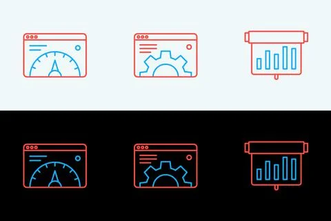 Set line Board with graph chart, Website statistic and Browser setting icon.. Stock Illustration