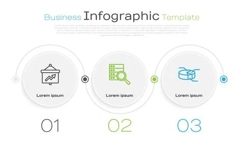 Set line Board with graph, Server and Pie chart infographic. Business Stock Illustration