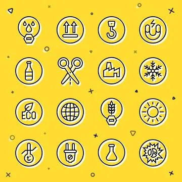 Set line Bomb explosion Sun Snowflake Industrial hook Scissors with cut line  Ilustración de archivo