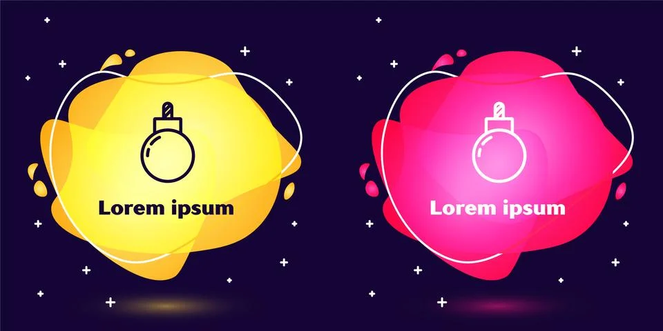 Set line Bomb ready to explode icon isolated on blue background. Abstract banner Stock Illustration