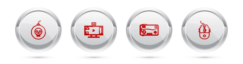 Set line Bomb ready to explode, Live streaming online, Mobile and playing game 스톡 일러스트