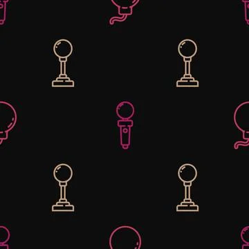 Set line Bomb ready to explode, Joystick for arcade machine and on seamless Stock-Illustration