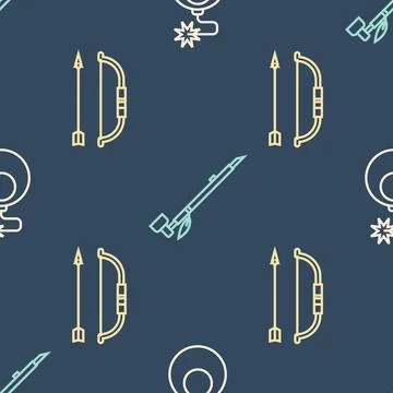 Set line Bomb ready to explode, Bow and arrow in quiver and Native American Stockillustratie