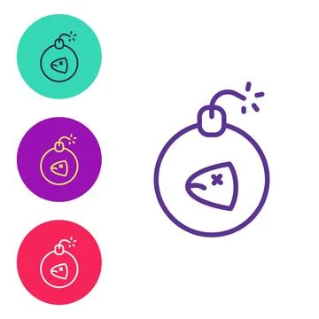 Set line Bomb ready to explode icon isolated on white background. Set icons Stock Illustration