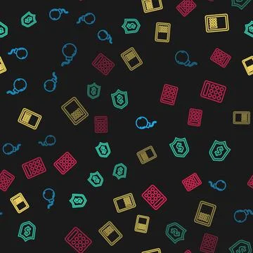 Set line Bomb ready to explode, Shield with dollar, Safe and Password protection イラスト素材