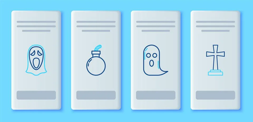 Set line Bomb ready to explode, Ghost, Funny and scary ghost mask for Halloween 스톡 일러스트