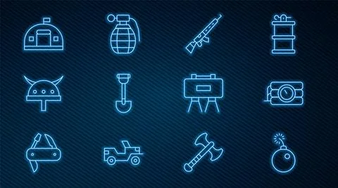 Set line Bomb ready to explode, Dynamite and timer clock, Sniper rifle with Stockillustratie