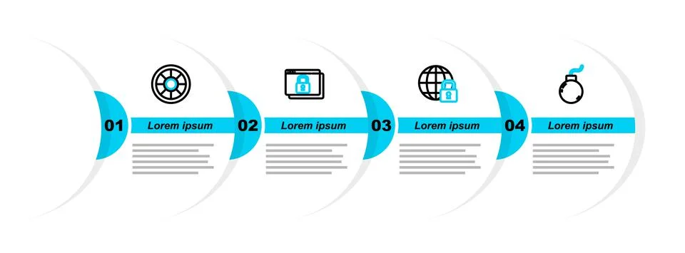 Set line Bomb ready to explode, Global lockdown, Secure your site with HTTPS Illustration