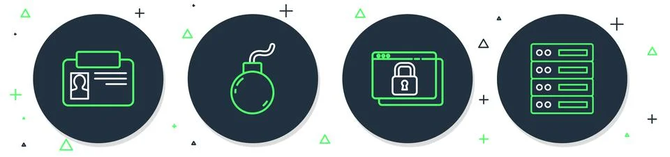 Set line Bomb ready to explode, Secure your site with HTTPS, SSL, Identification Illustrazione stock
