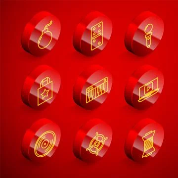 Set line Bomb ready to explode, Domino, Joystick for arcade machine, Paper イラスト素材