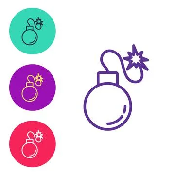 Set line Bomb ready to explode icon isolated on white background. Set icons Illustrazione stock