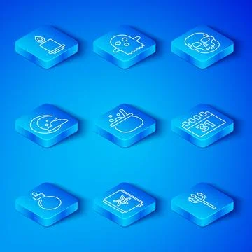 Set line Bomb ready to explode, Halloween witch cauldron, Ancient magic boo.. イラスト素材