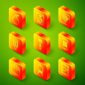 Set line Bomb ready to explode, Stereo speaker, Wi-Fi wireless internet net.. 스톡 일러스트