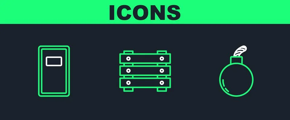 Set line Bomb ready to explode, Police assault shield and Military ammuniti.. イラスト素材