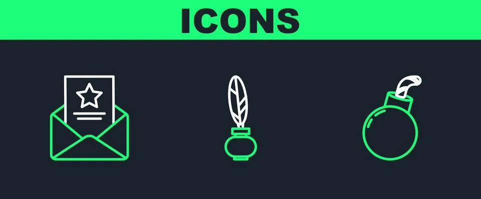 Set line Bomb ready to explode, The arrest warrant and Feather and inkwell .. Stockillustratie