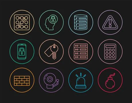 Set line Bomb ready to explode, Password protection, Server, Data, Web Host.. Stock Illustration