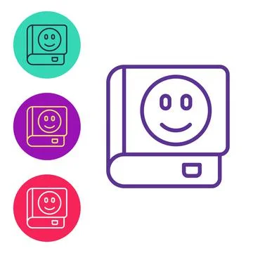 Set line Book icon isolated on white background. Set icons colorful. Vector Ilustración de archivo