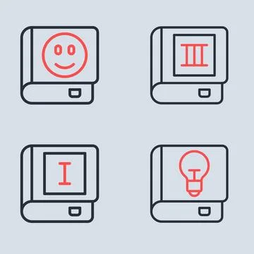 Set line Book, User manual and  icon. Vector Stock Illustration