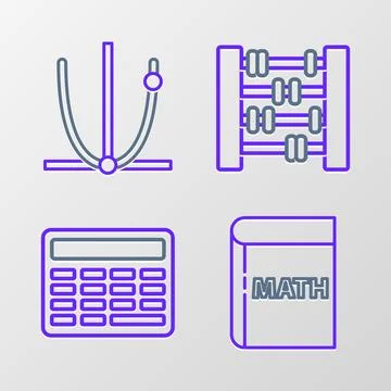 Set line Book with word mathematics, Calculator, Abacus and Graph, schedule.. イラスト素材