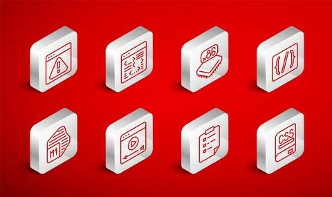 Set line Books about programming, Software, Processor with microcircuits CPU Illustration