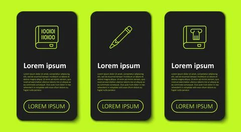 Set line Books about programming, Pencil with eraser and History book. Business Stockillustratie