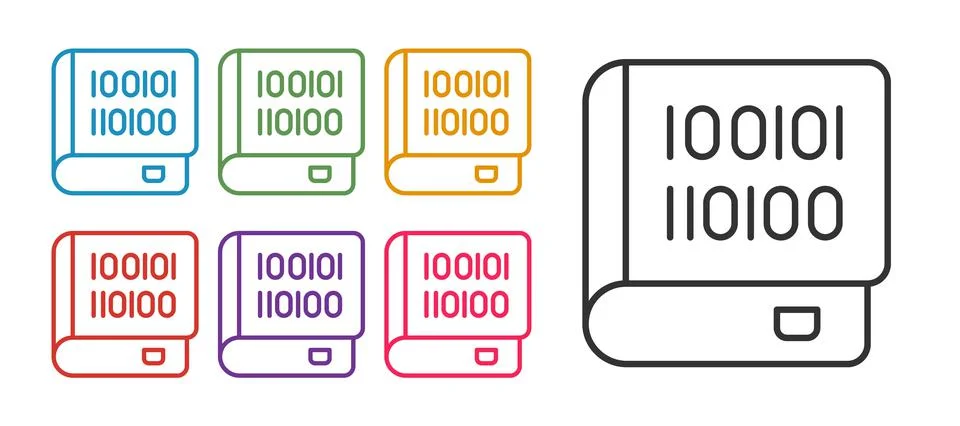 Set line Books about programming icon isolated on white background. Programming Illustrazione stock