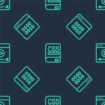 Set line Books about programming, Binary code and Online play video on seamless Stock Illustration