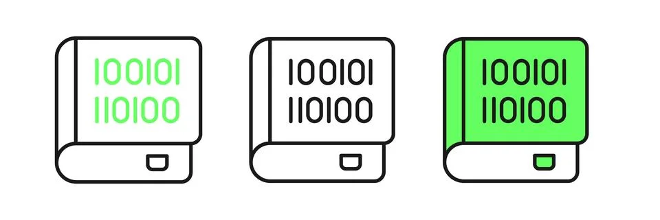 Set line Books about programming icon isolated on white background. Program.. Illustration