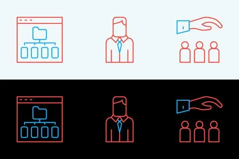 Set line Boss with employee, Browser files and Worker icon. Vector 스톡 일러스트