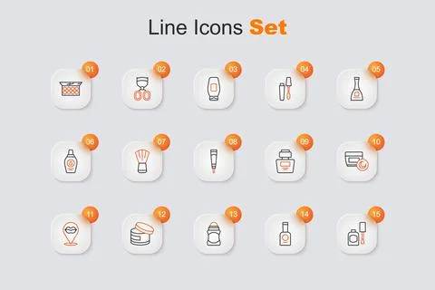 Set line Bottle of nail polish, Deodorant roll, Cream lotion cosmetic tube,.. Stock Illustration