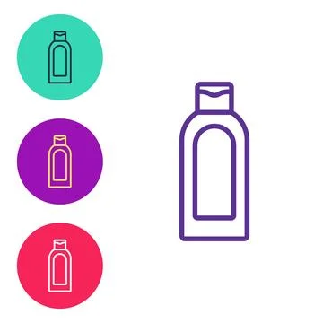 Set line Bottle of shampoo icon isolated on white background. Set icons col.. Stockillustratie