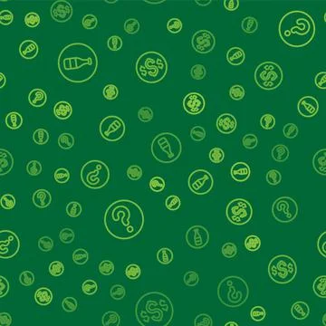 Set line Bottle, Unknown search and Dollar symbol on seamless pattern. Vector Stock Illustration