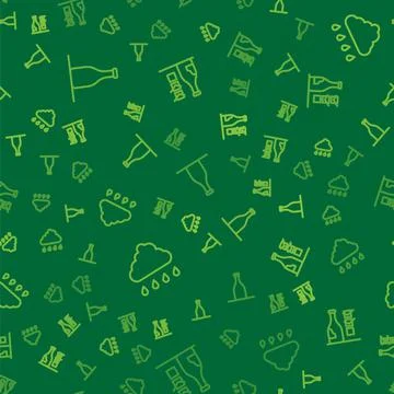 Set line Bottle of wine, Cloud with rain and on seamless pattern. Vector Stock Illustration